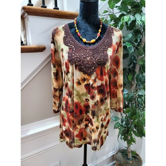 SML Sport Women's Multicolor 100% Polyester Scoop Neck Long Sleeve Top Size 2XL - Picture 1 of 10